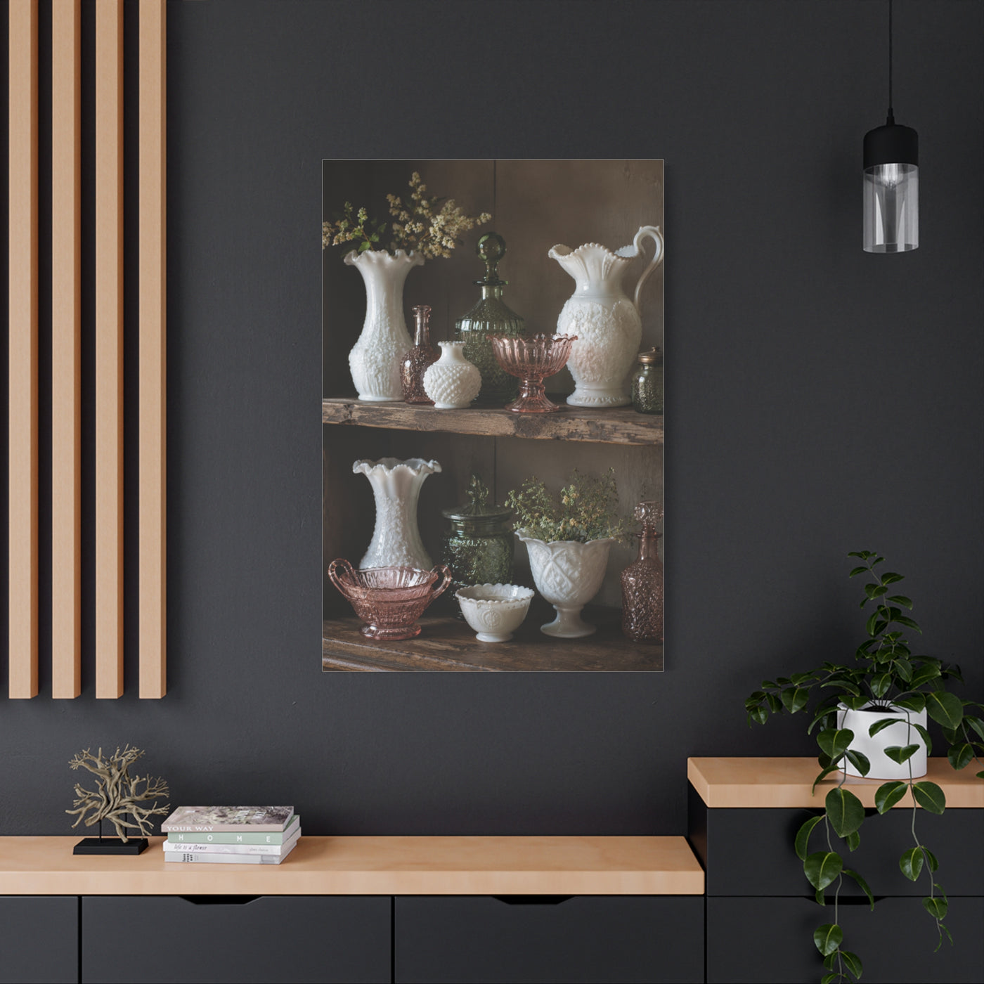 Antique Glassware Still Life Shelf Display Wall Art & Canvas Print