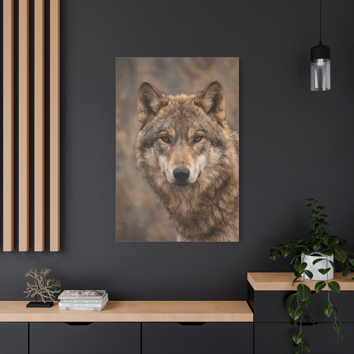 Natural Gray Wolf Close Portrait Wall Art & Canvas Print