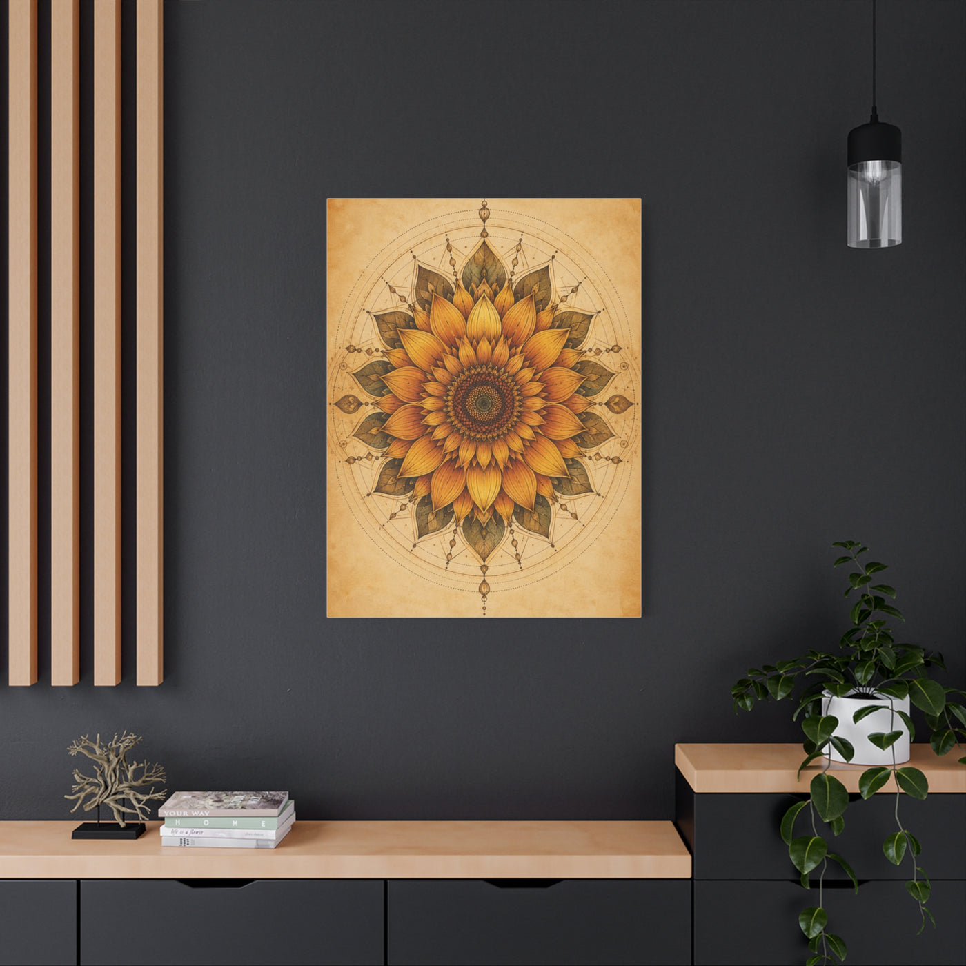Sacred Sunflower Mandala Wall Art & Canvas Print