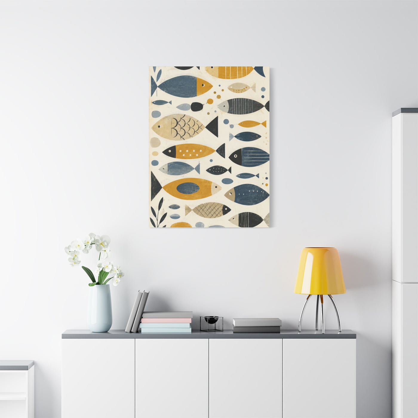 Scandinavian Abstract Fish Pattern Composition Wall Art & Canvas Print