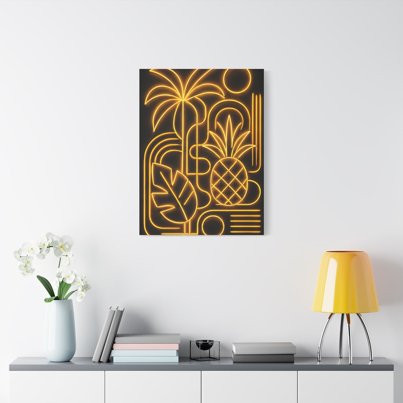 Neon Tropical Line Art Glow Composition Wall Art & Canvas Print