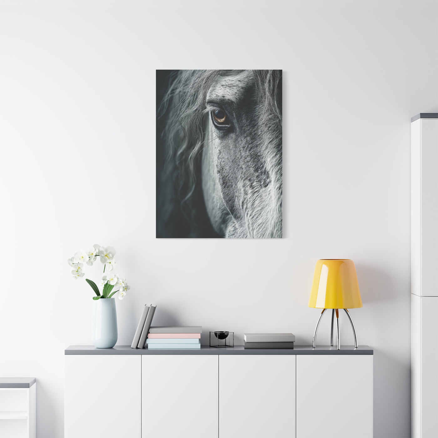 Horse Eye Intimate Monochrome Wall Art & Canvas Print