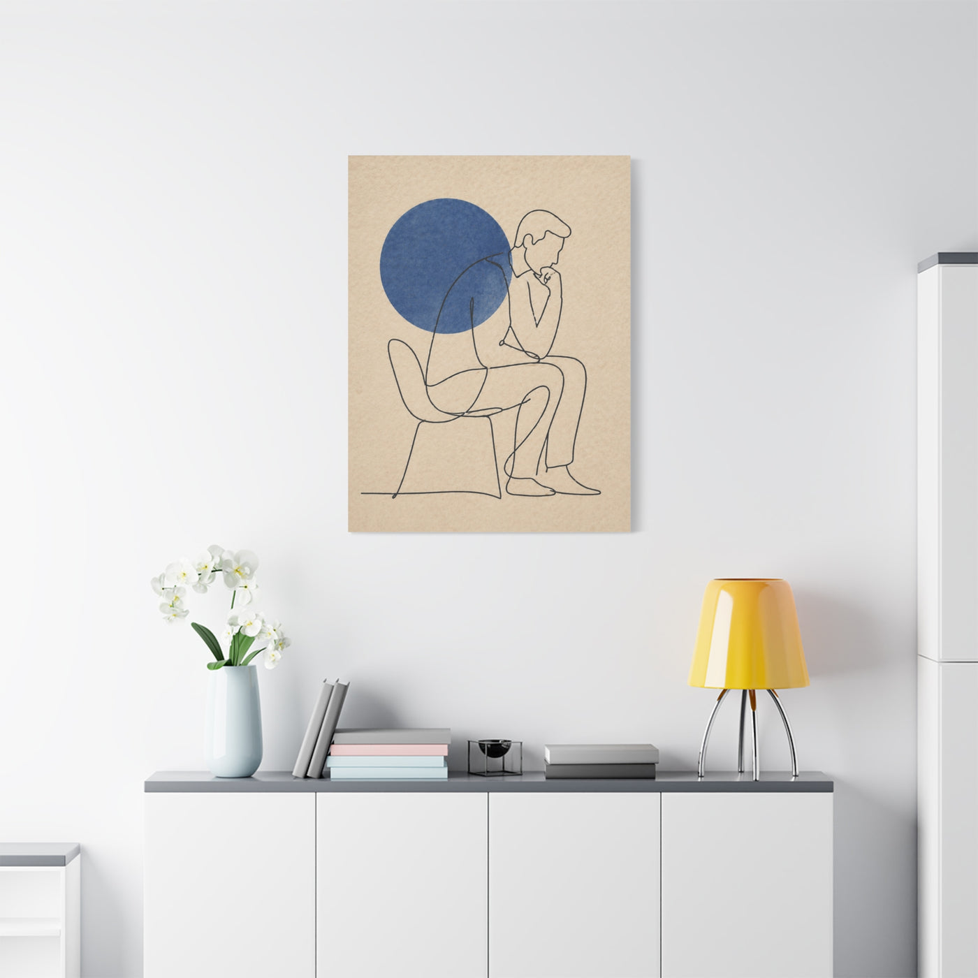 Modern Thinker Line Study Wall Art & Canvas Print
