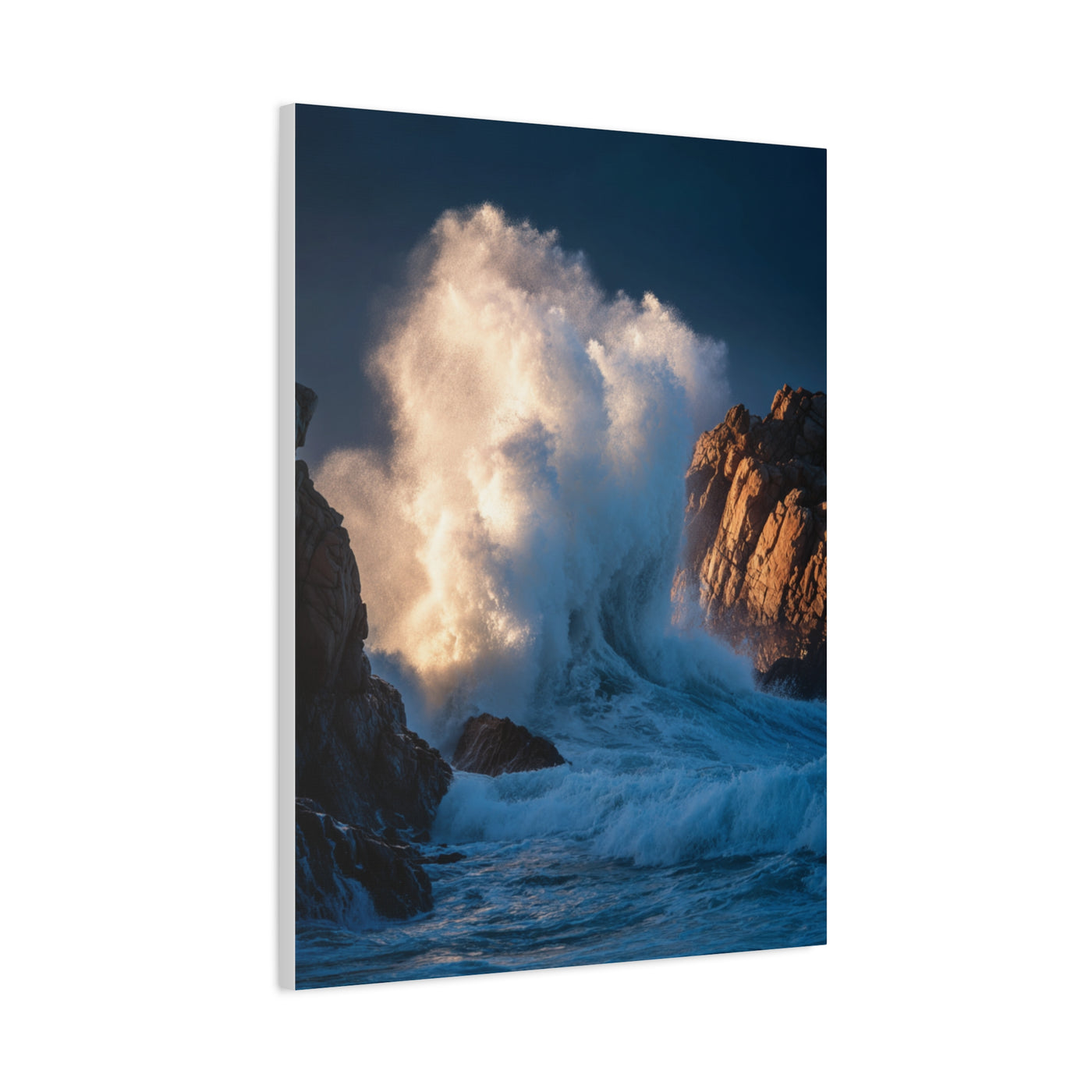 Storm Waves Crashing Against Coastal Rocks Wall Art & Canvas Print