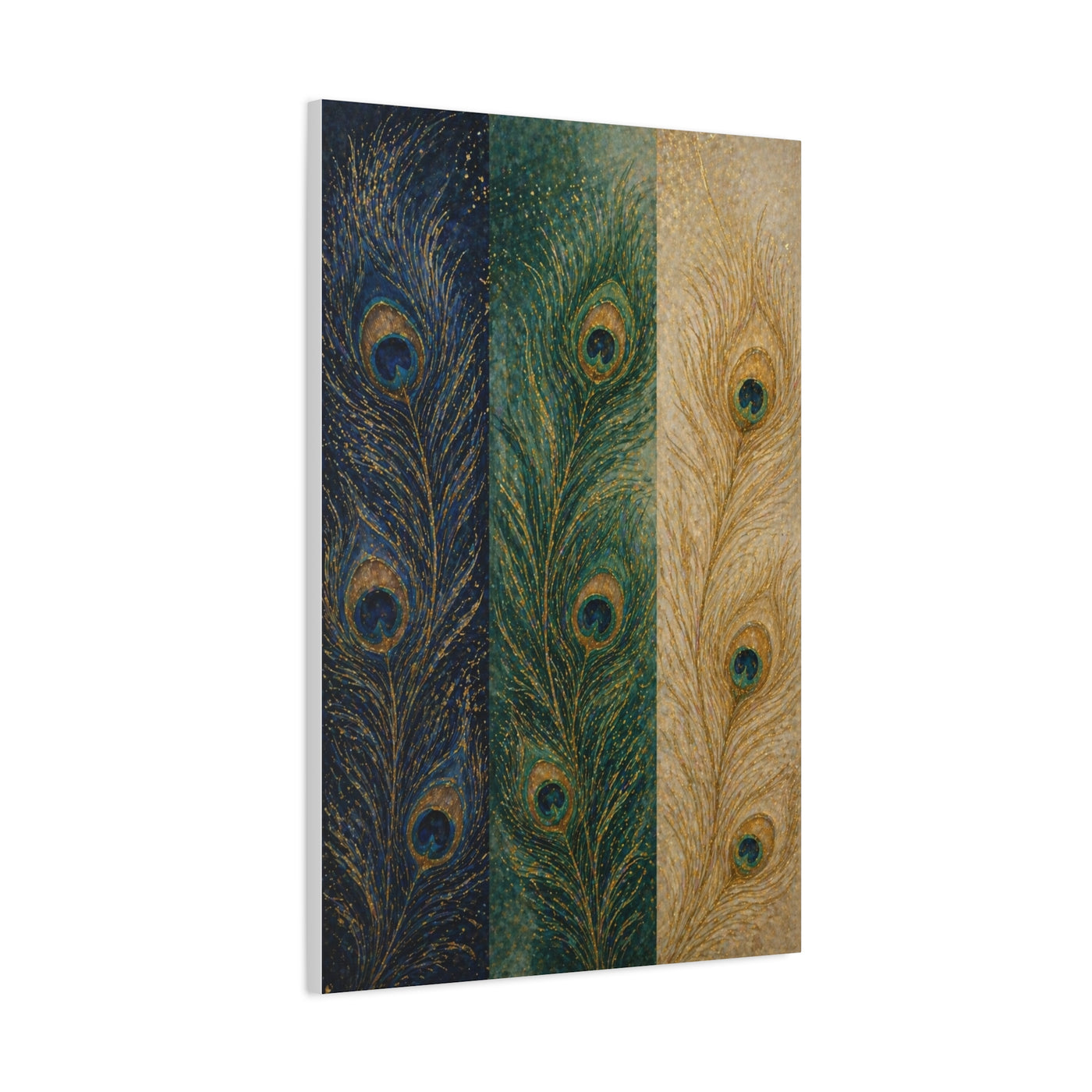 Peacock Feather Triptych Harmony Wall Art & Canvas Print