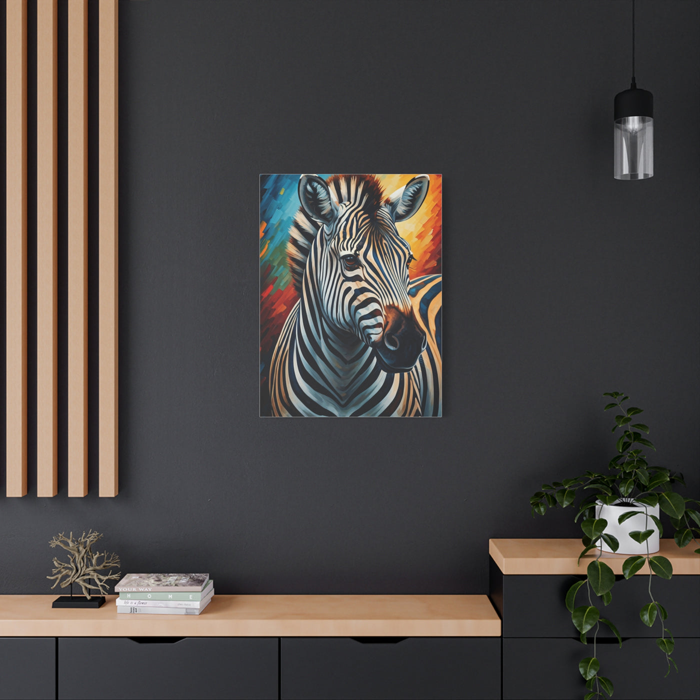 Vibrant Stripes Zebra Portrait Wall Art & Canvas Print