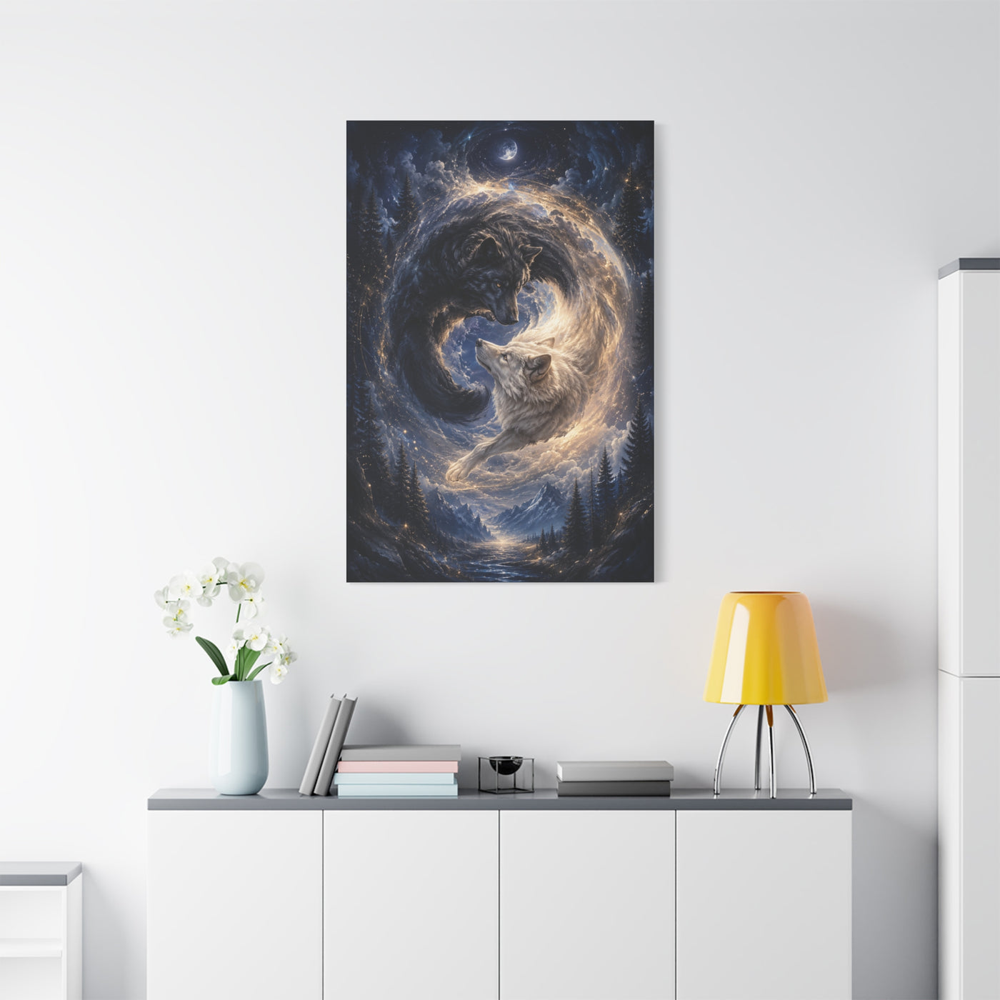 Celestial Wolf Pair Energy Vortex Wall Art & Canvas Print
