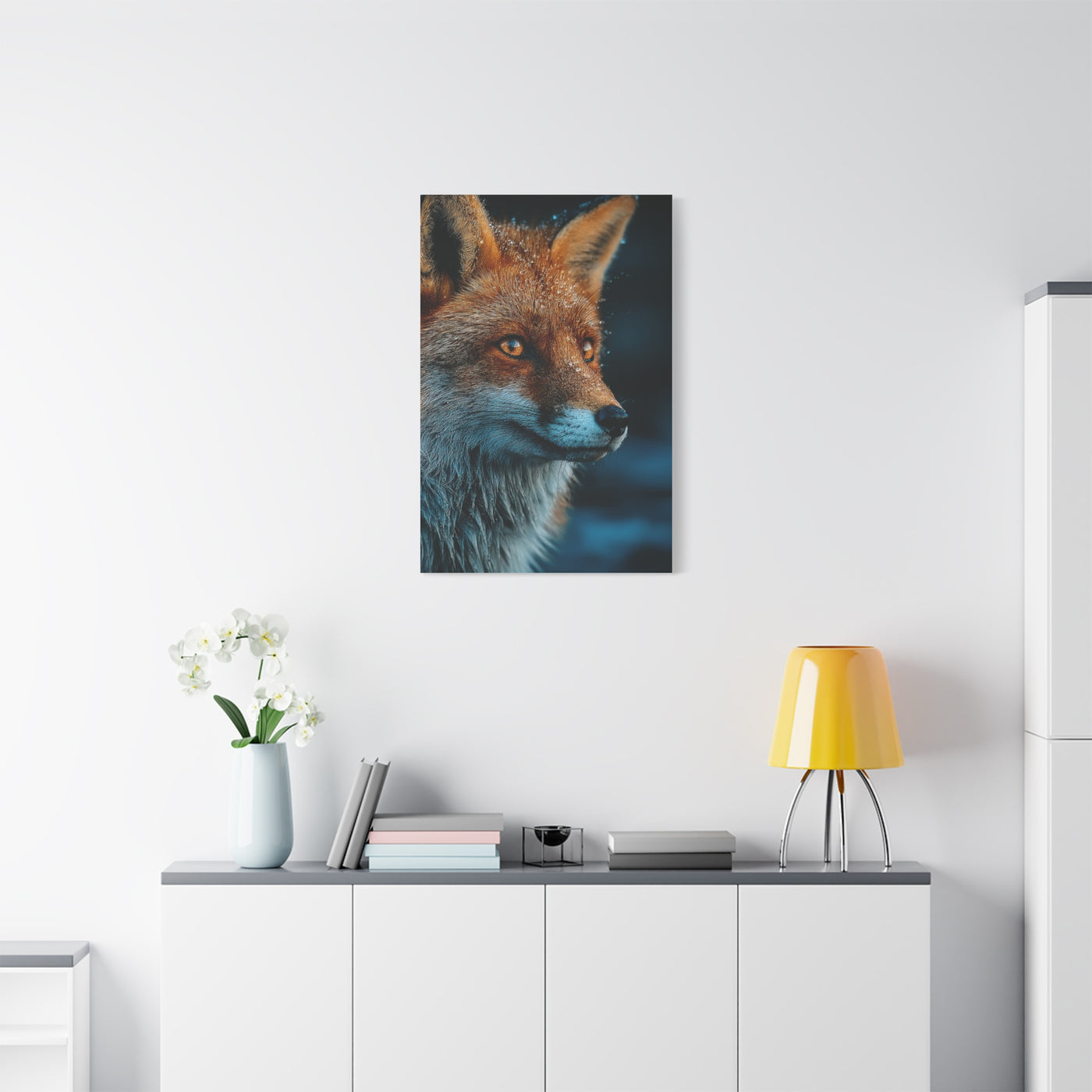 Rain-Soaked Fox Twilight Portrait Wall Art & Canvas Print