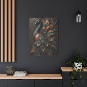 Sculptural Metal Peacock Relief Wall Art & Canvas Print