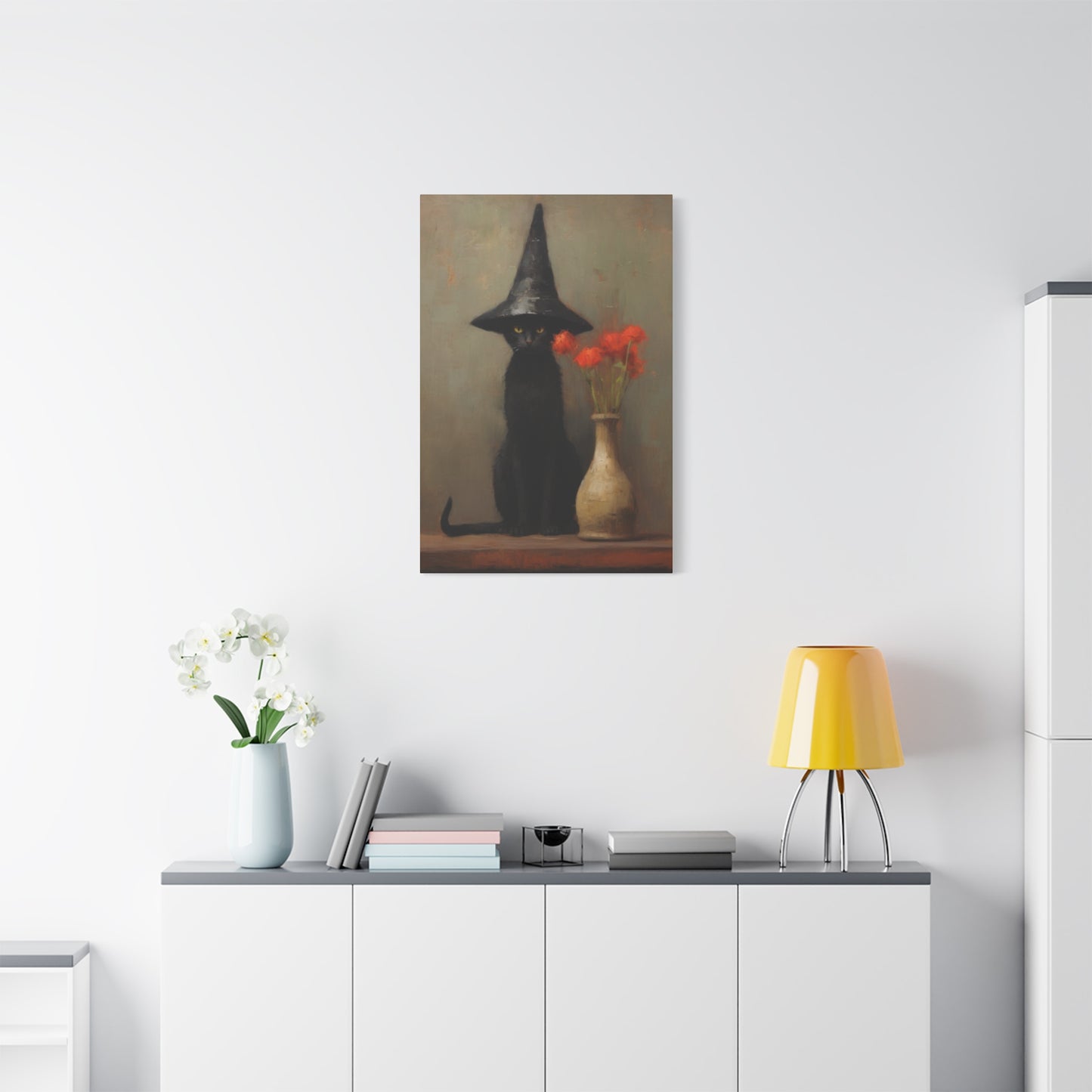 Black Cat With Hat Wall Art & Canvas Prints