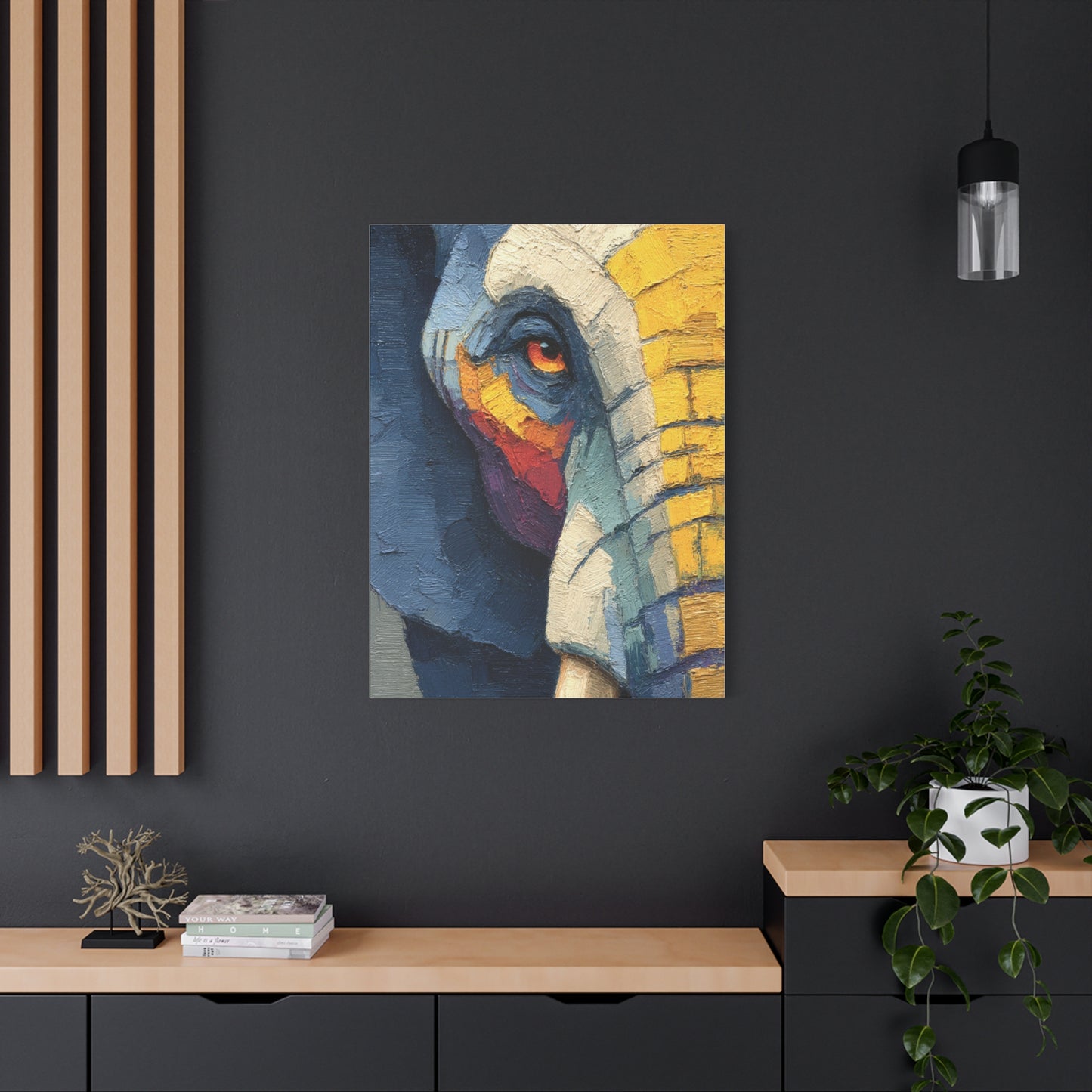 Expressive Oil Impasto Elephant Close-Up Wall Art & Canvas Print