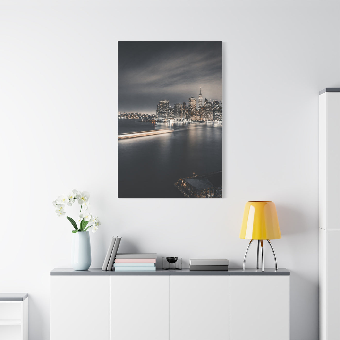 Monochrome Manhattan Waterfront Panorama Wall Art & Canvas Print