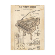 Vintage Grand Piano Patent Illustration Wall Art & Canvas Print