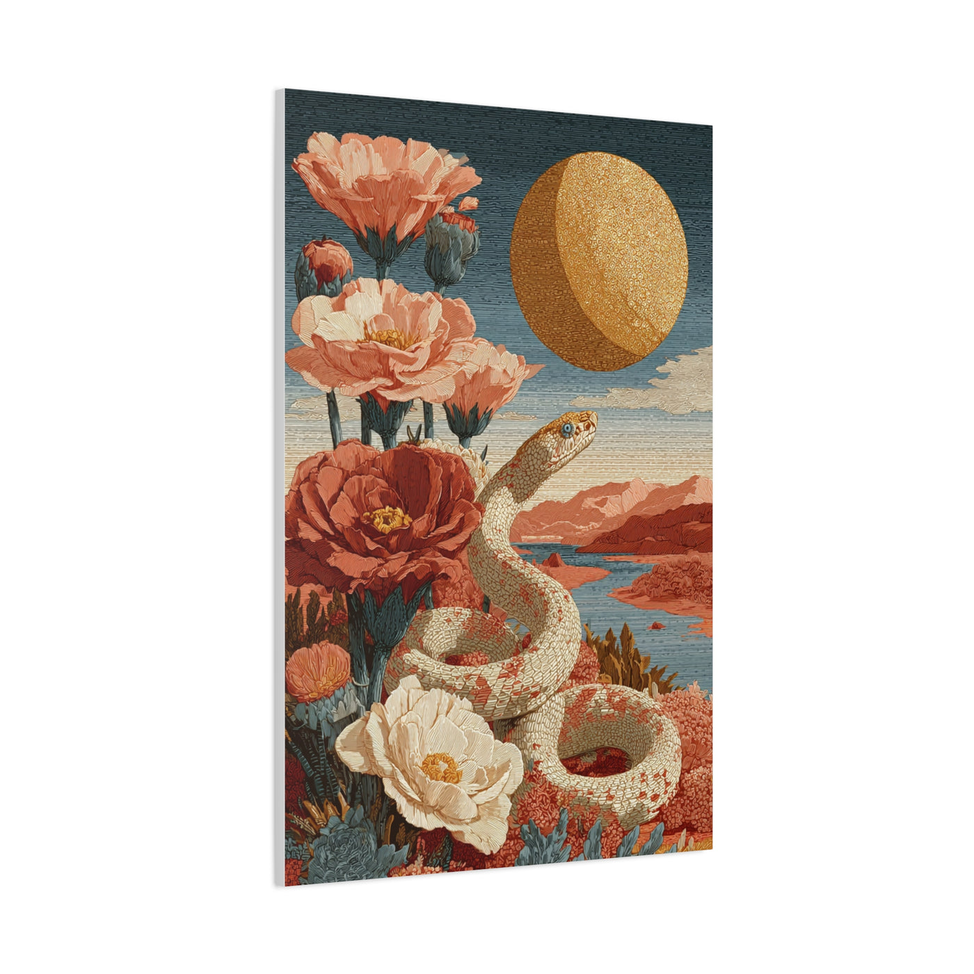Celestial Desert Snake Folk Wall Art & Canvas Print