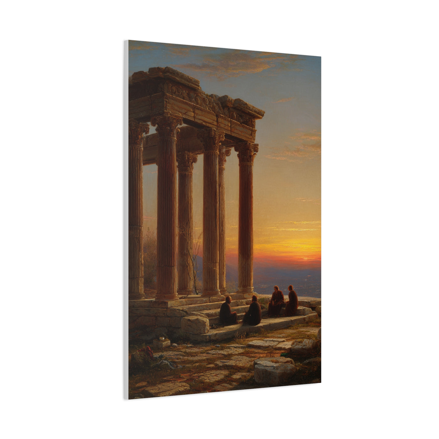 Greek Temple Ruins at Sunset with Philosophers Wall Art & Canvas Print