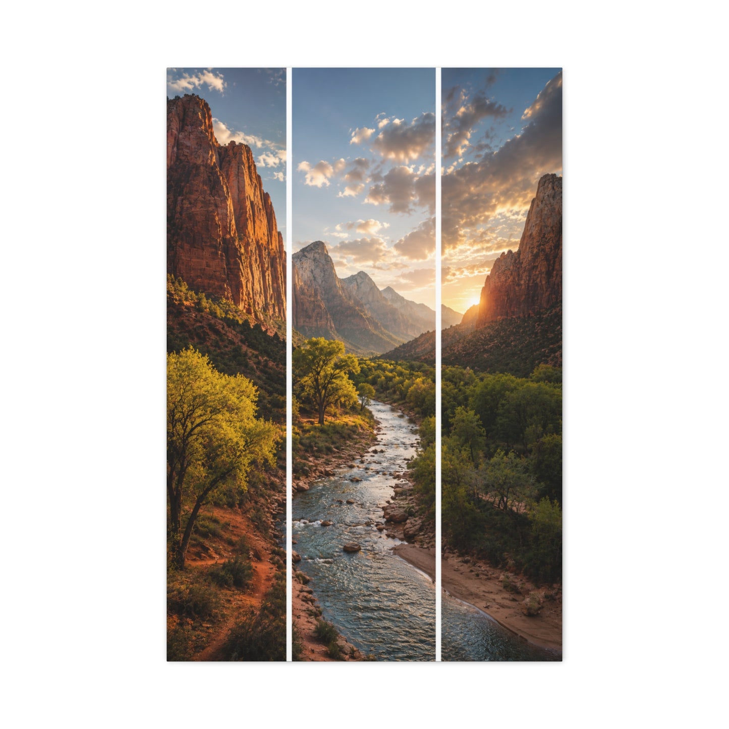 Zion Canyon Triptych Landscape Wall Art & Canvas Print