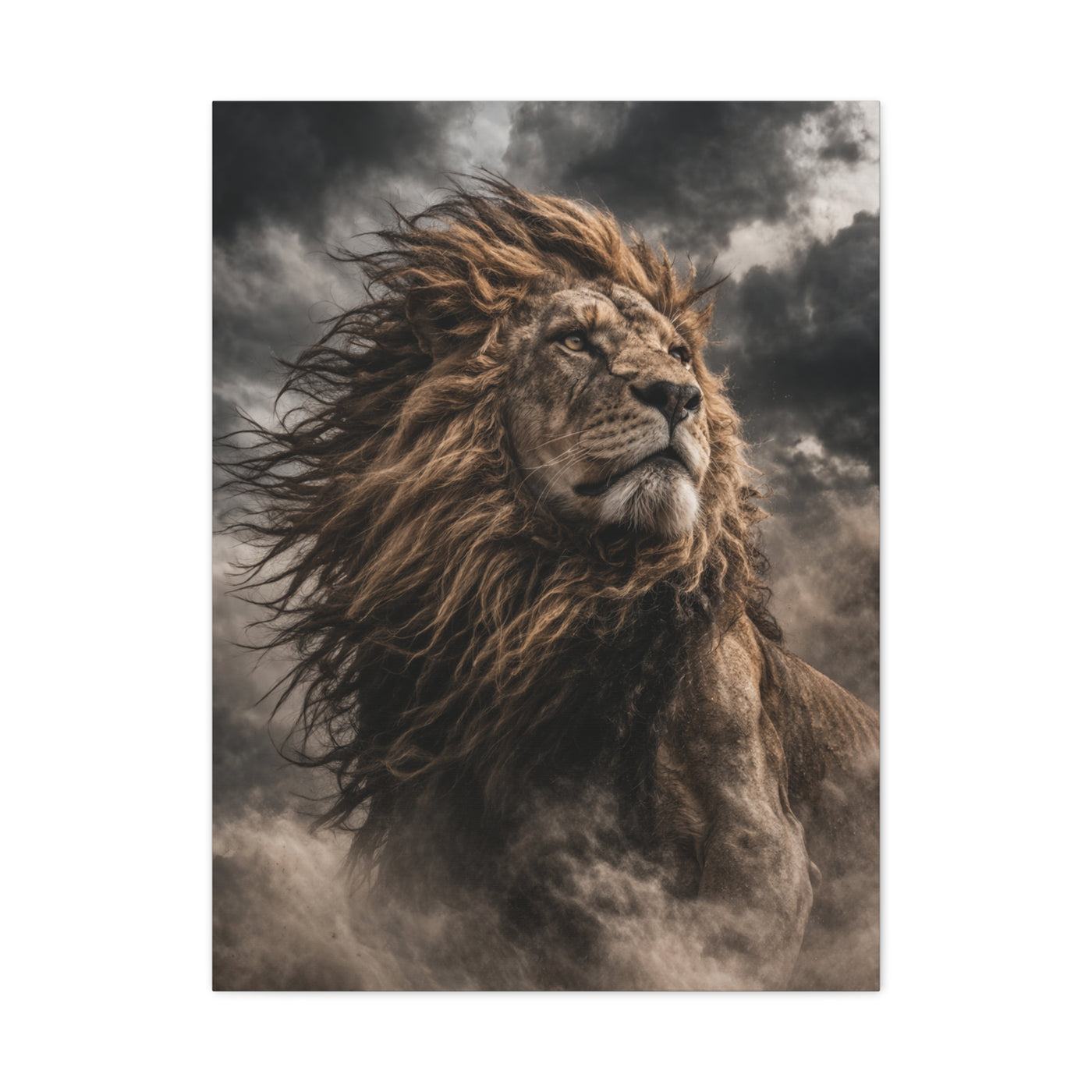 Storm King Lion Dramatic Portrait Wall Art & Canvas Print