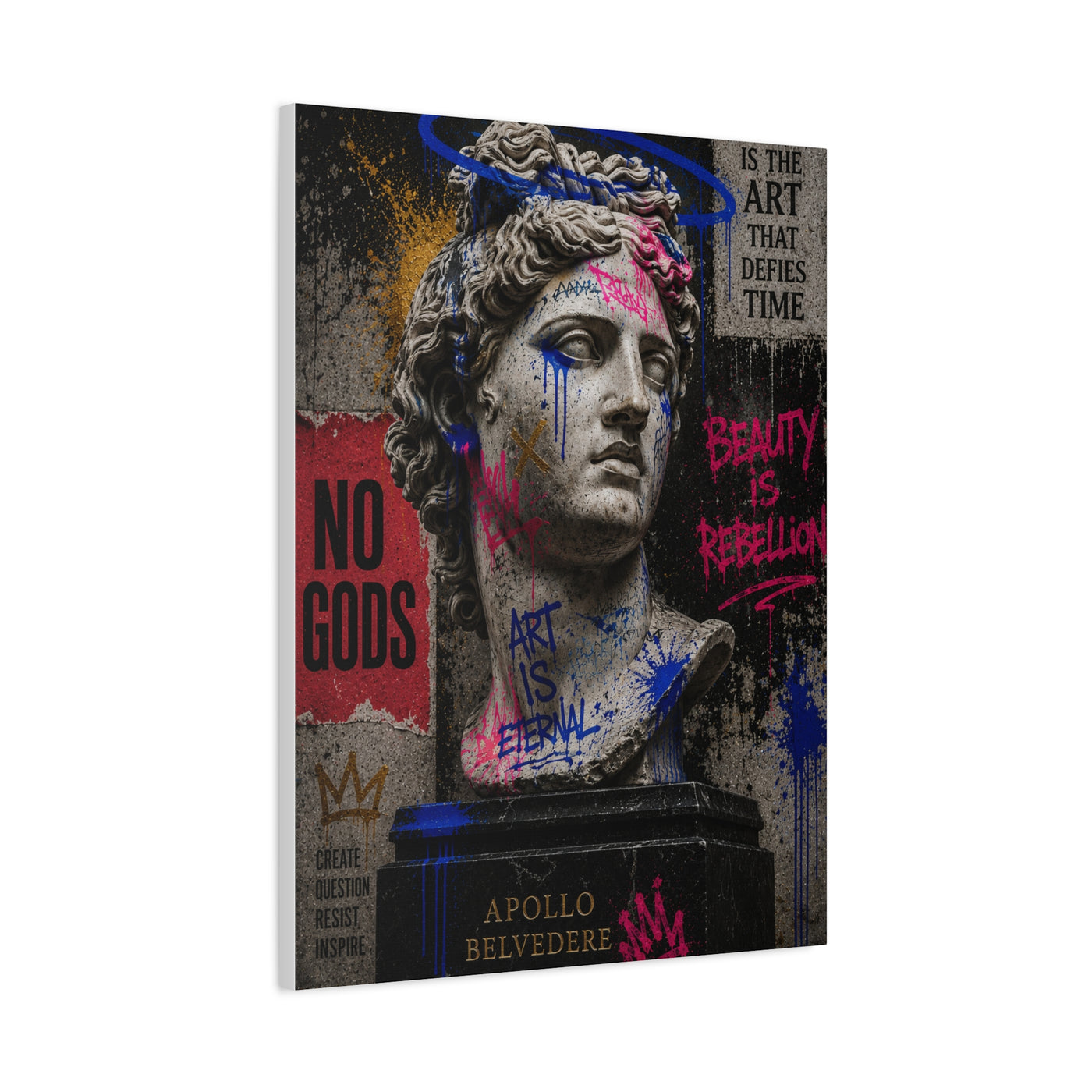 Graffiti Apollo Bust Rebellion Street Wall Art & Canvas Print