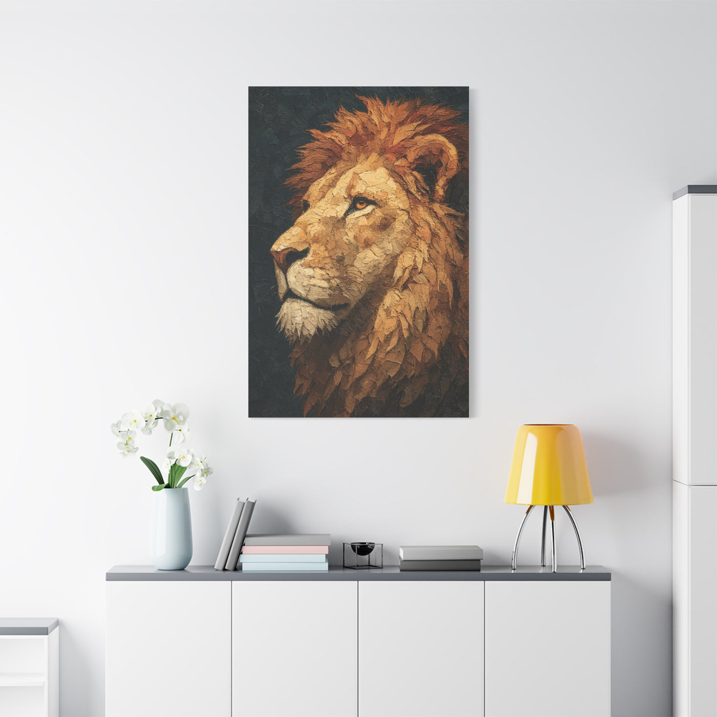 Textured Lion Portrait Painterly Close-Up Wall Art & Canvas Print