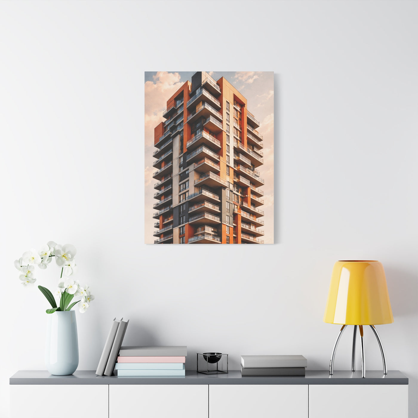 Modern Orange Architectural Tower Wall Art & Canvas Print