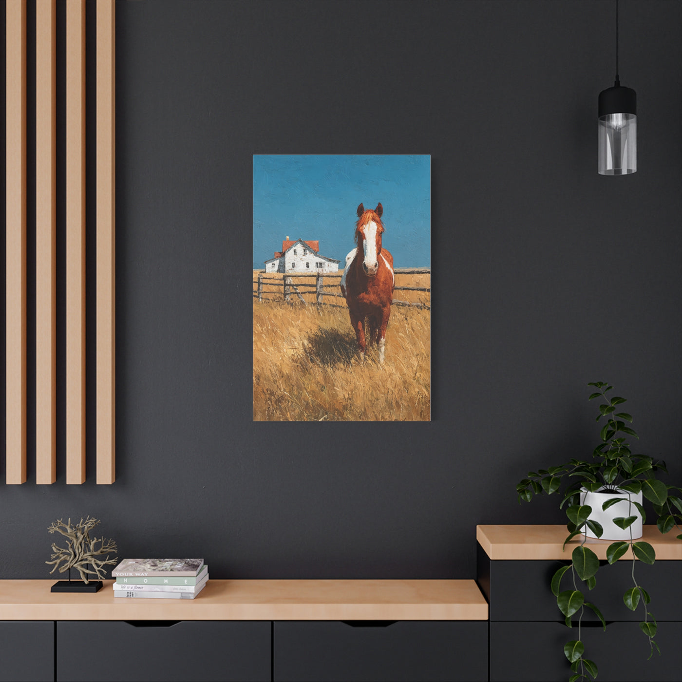 Chestnut Horse Farm Meadow Wall Art & Canvas Print