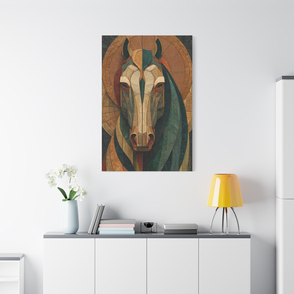 Geometric Equestrian Mosaic Portrait Wall Art & Canvas Print