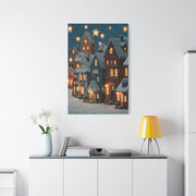 Nordic Winter Village Folk Scene Wall Art & Canvas Print
