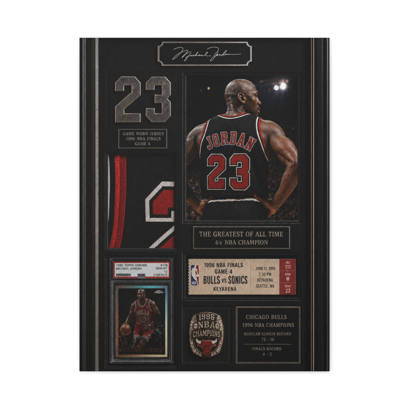 Michael Jordan Championship Memorabilia Sports Wall Art & Canvas Print