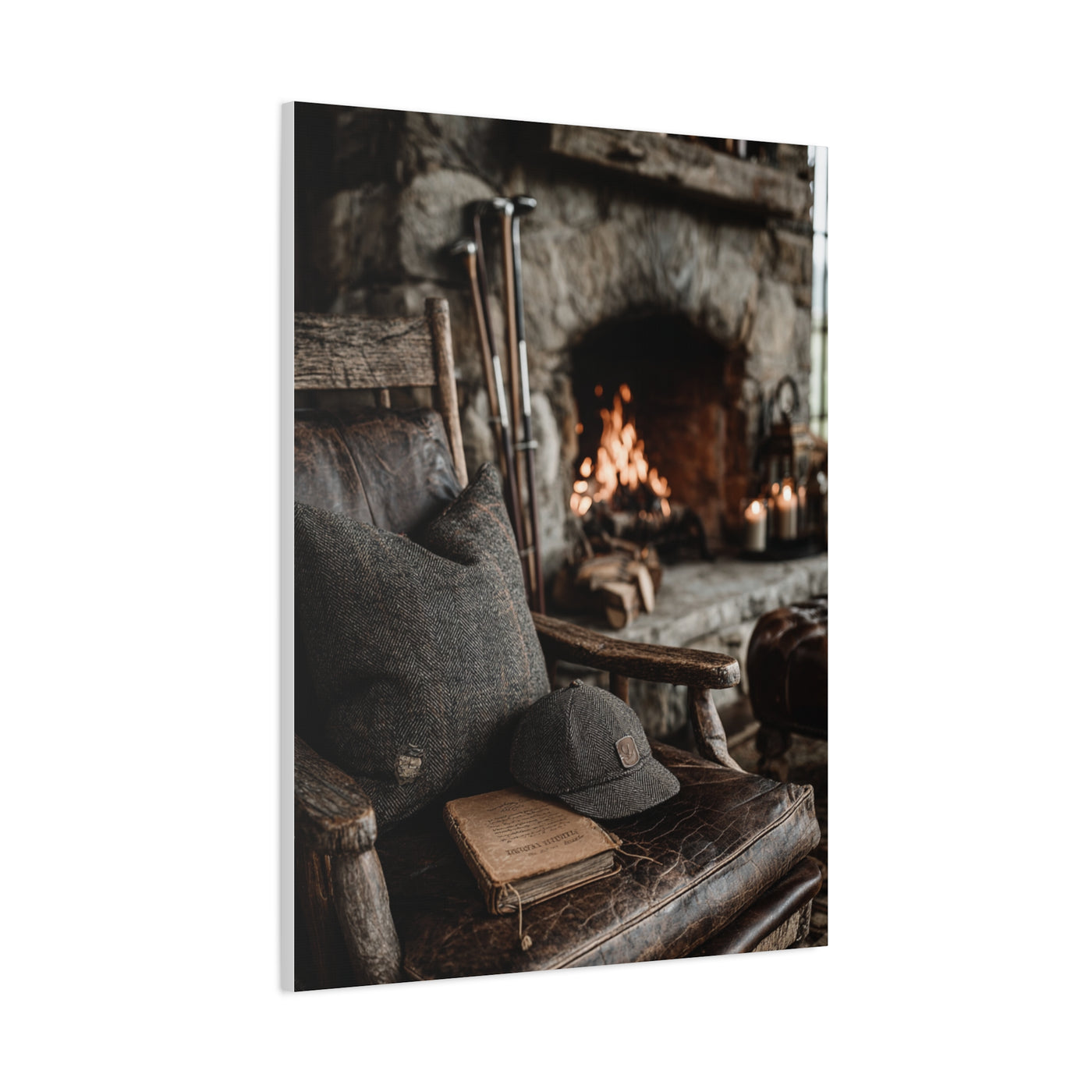 Old Caddie Chair Fireside Golf Still Life Wall Art & Canvas Print