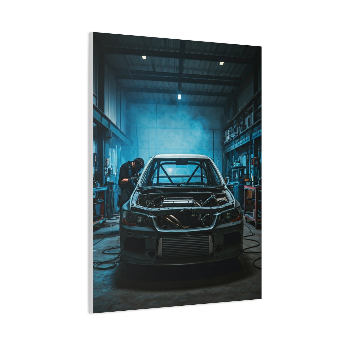 Mitsubishi Lancer Evolution Custom Fabrication Garage Wall Art & Canvas Prints