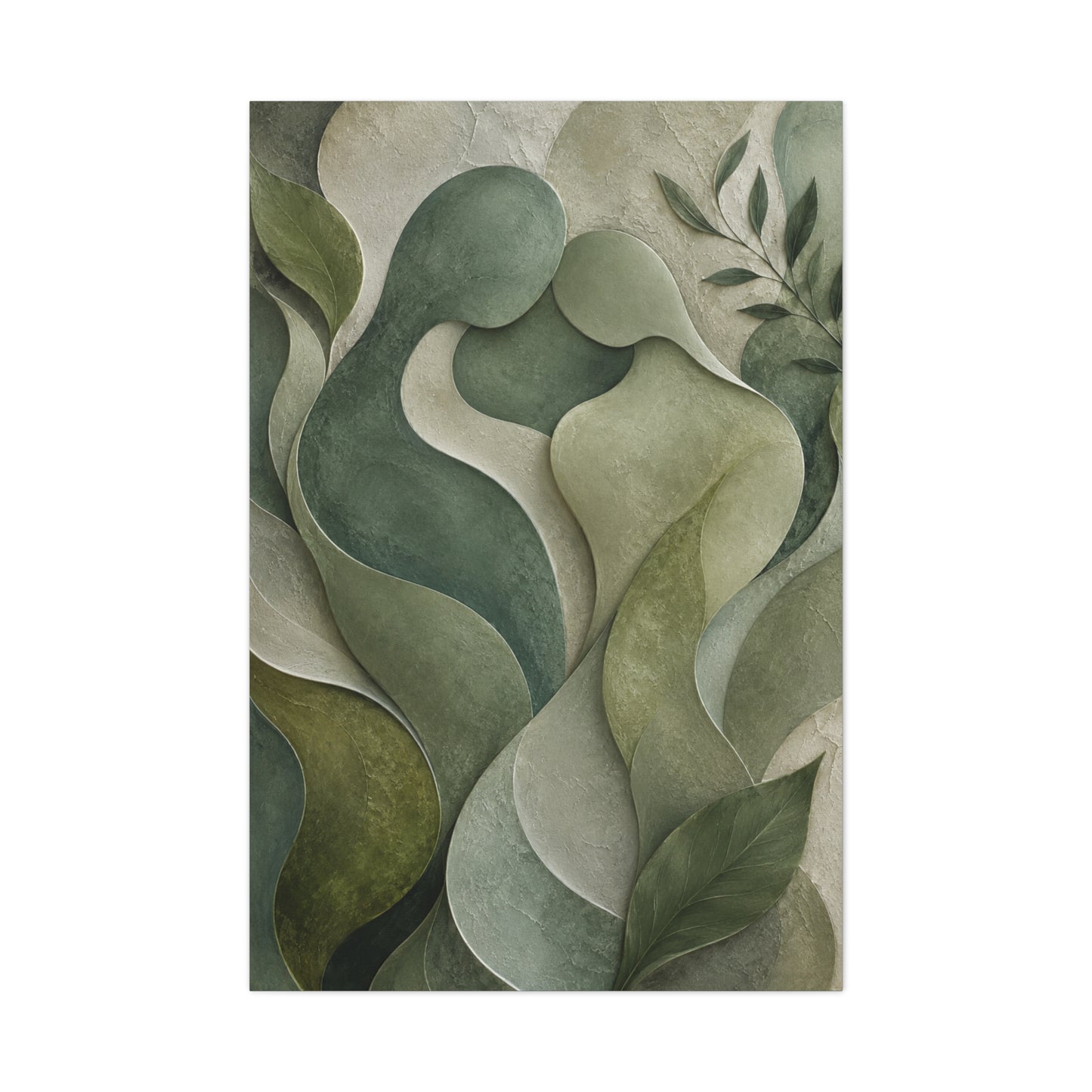 Biophilic Jade Embrace Abstract Wall Art & Canvas Print