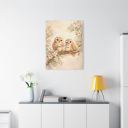 Whimsical Owl Family Blossom Scene Wall Art & Canvas Print