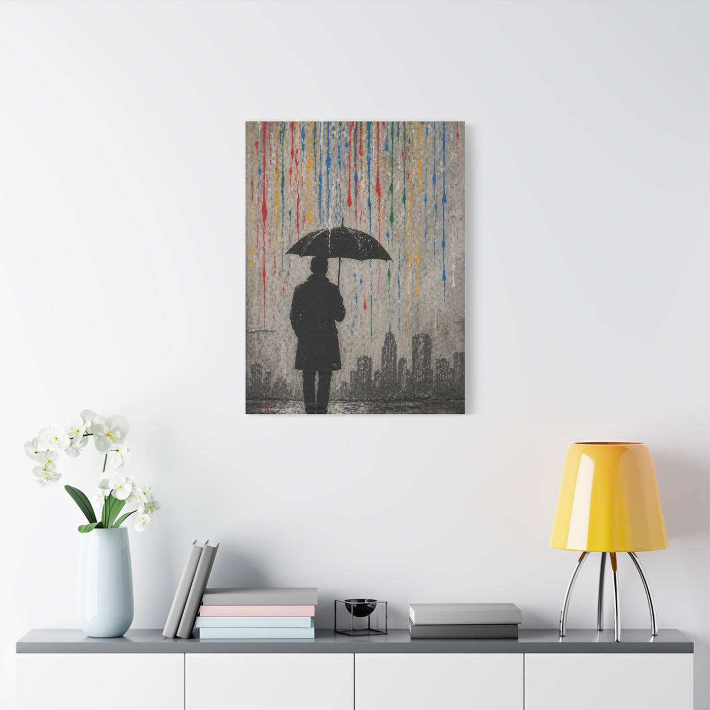 Urban Rain Umbrella Street Art Wall Art & Canvas Print