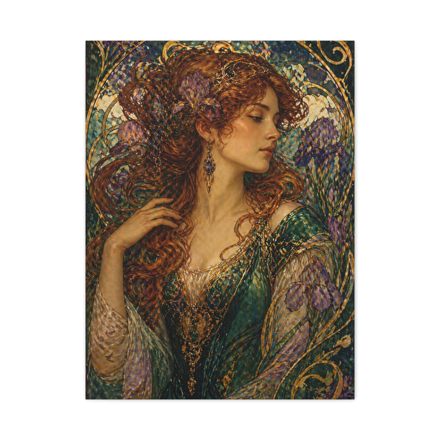 Art Nouveau Woman Ornamental Portrait Wall Art & Canvas Print