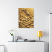Golden Sculptural Wave Relief Wall Art & Canvas Print