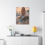Golden Sunset Shore Mermaid Wall Art & Canvas Print