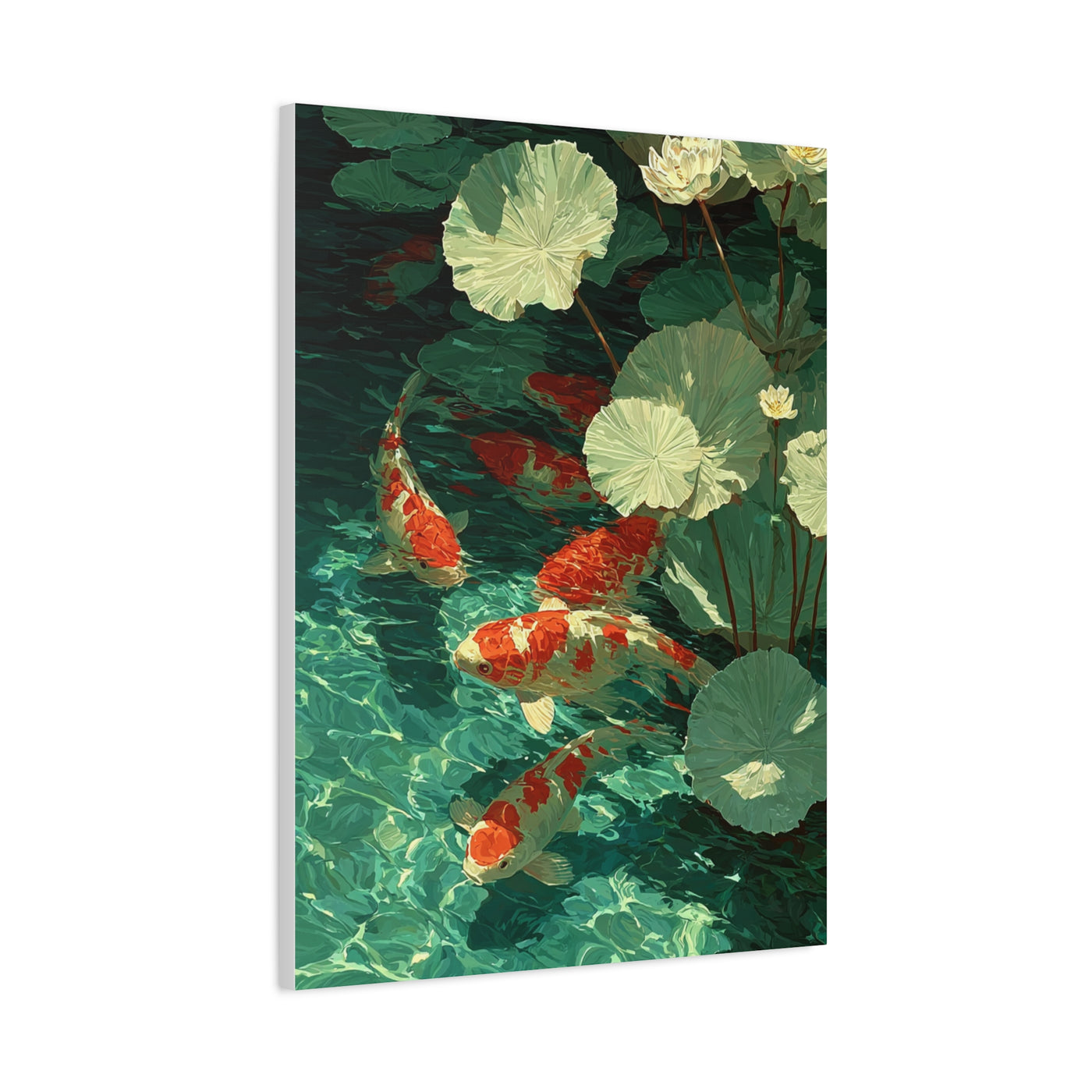 Green Koi Pond Lily Reflection Wall Art & Canvas Print