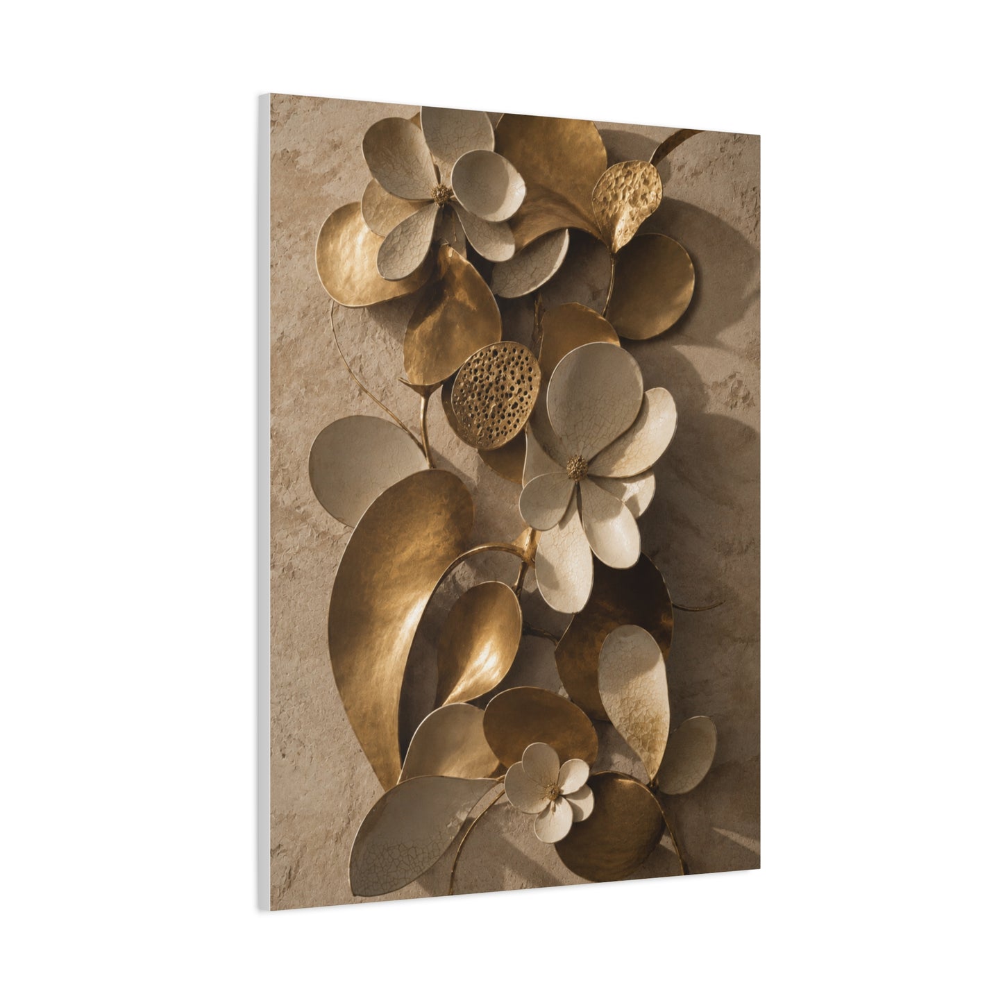 Brass and Ceramic Floral Relief Wall Art & Canvas Print
