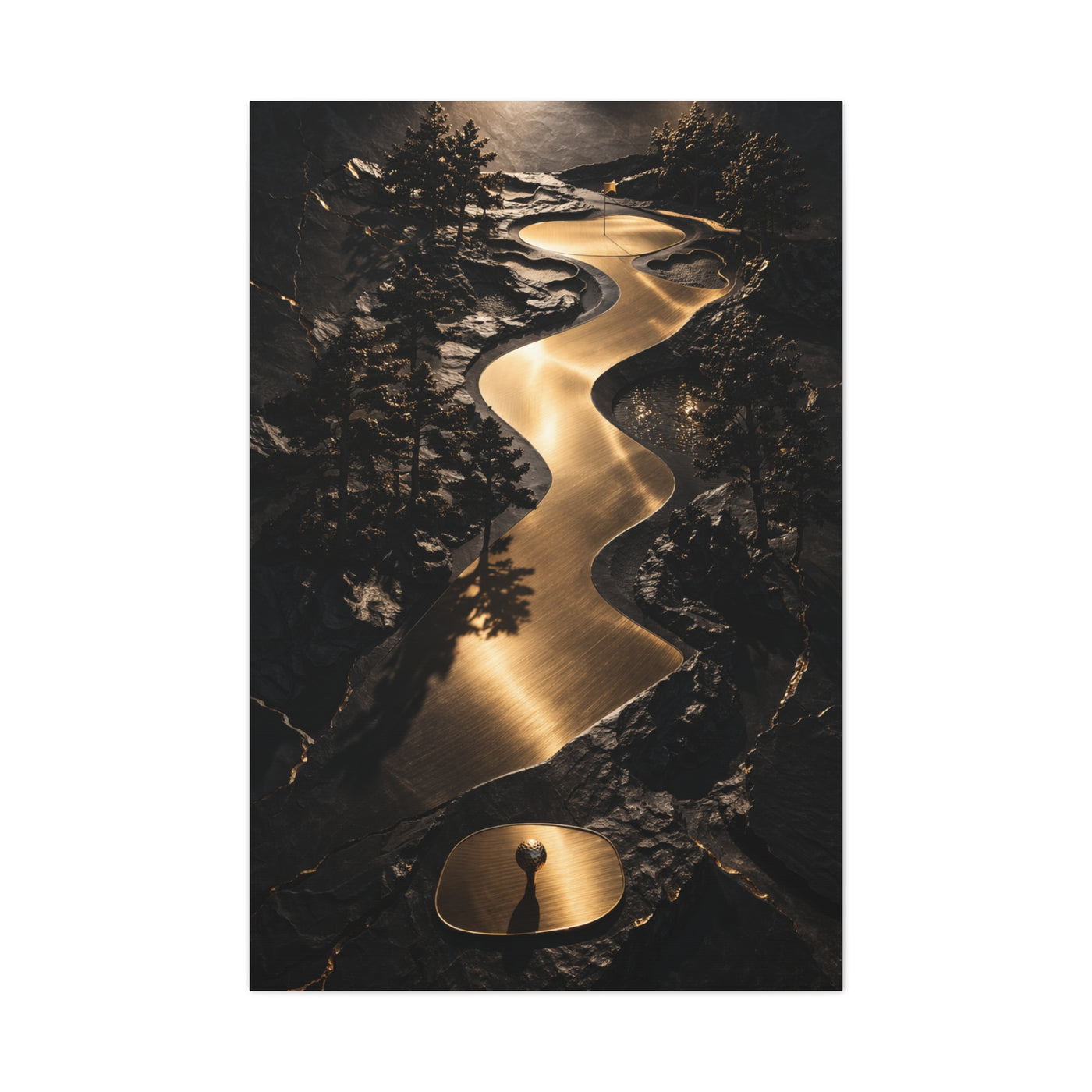 Sculptural Gold Golf Terrain Wall Art & Canvas Print