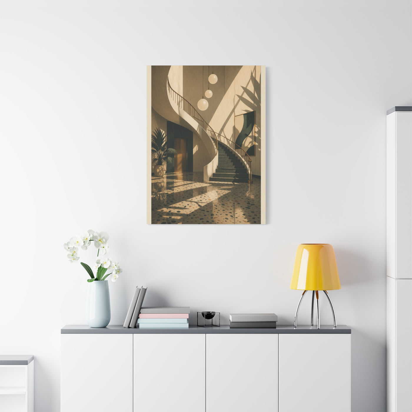 Sculptural Staircase Modernist Interior Wall Art & Canvas Print