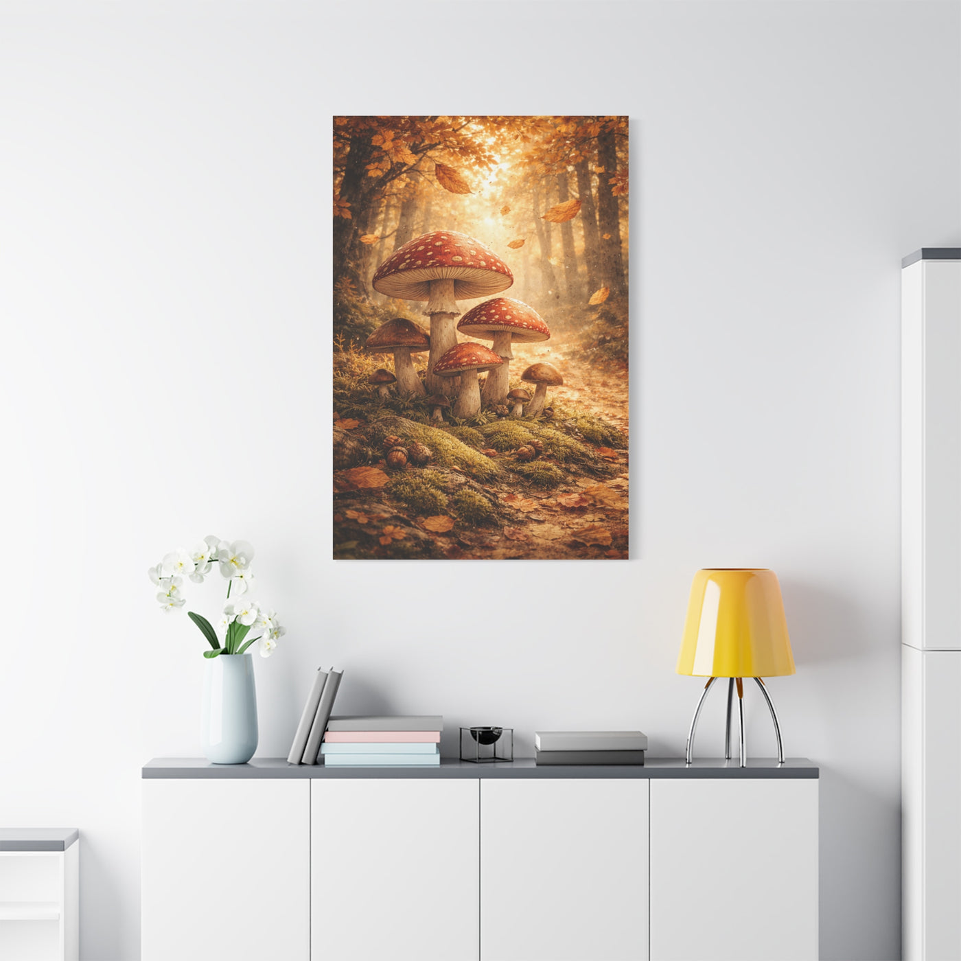 Magical Autumn Amanita Mushroom Forest Wall Art & Canvas Print