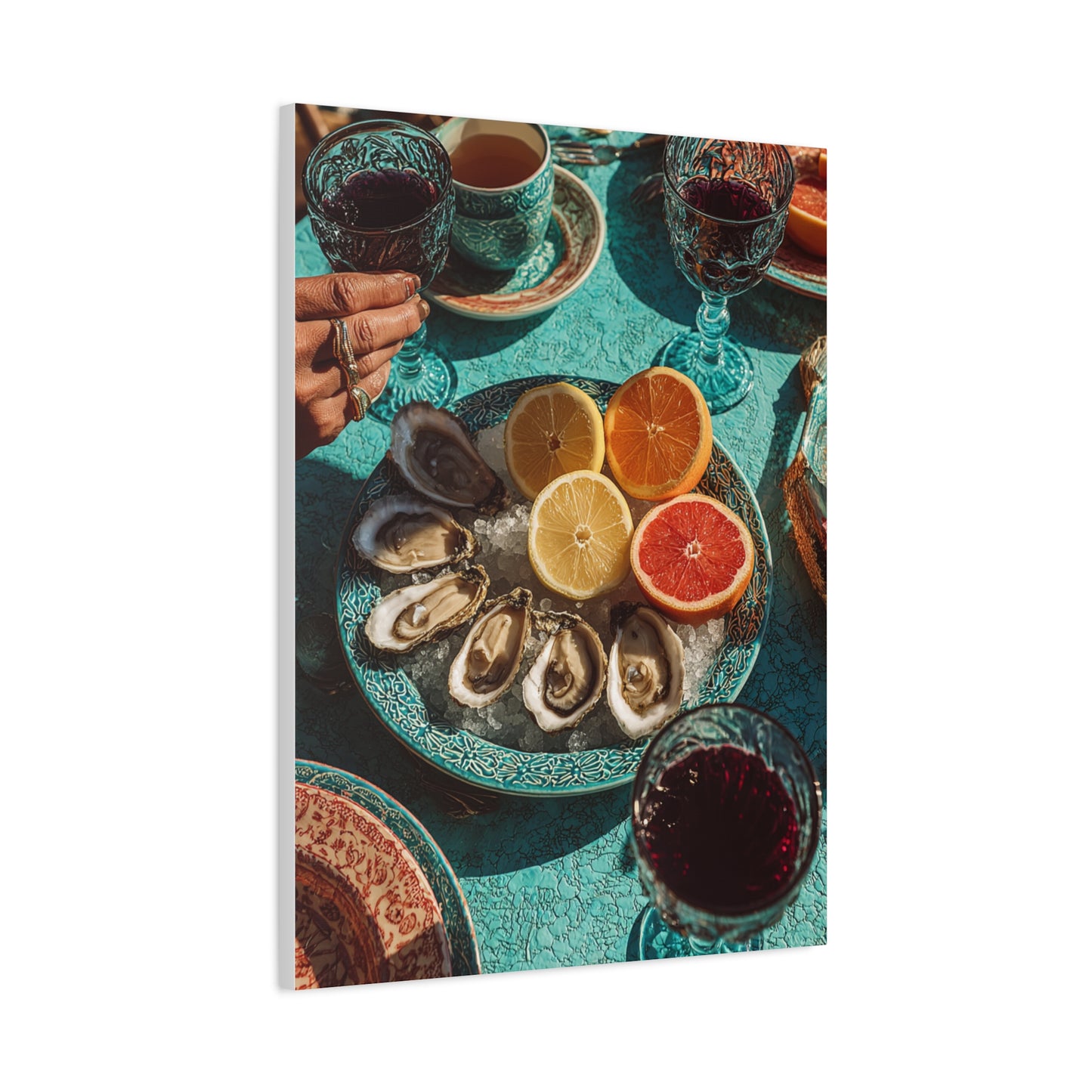 Mediterranean Seafood Table Still Life Wall Art & Canvas Print