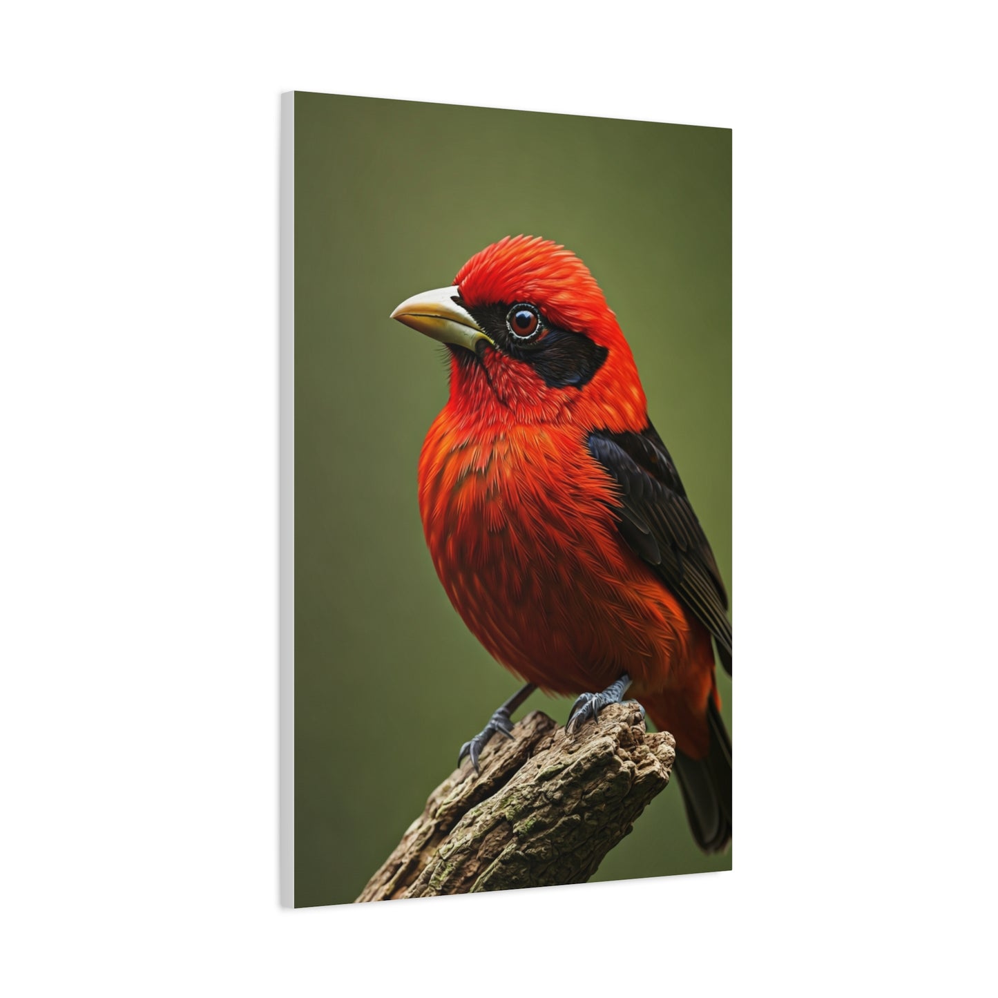 Scarlet Tanager Perched on Forest Branch Wall Art & Canvas Print