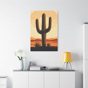 Minimal Desert Sun Saguaro Illustration Wall Art & Canvas Prints