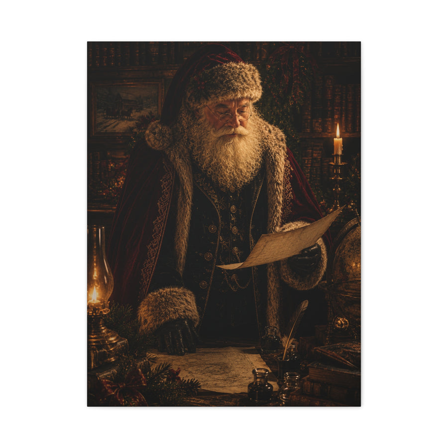 Dark Academia Santa Library Wall Art & Canvas Print