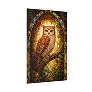Stained Glass Forest Owl Window Wall Art & Canvas Print