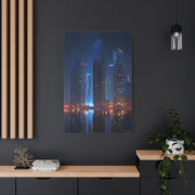 Futuristic Neon City Skyline Night Wall Art & Canvas Print
