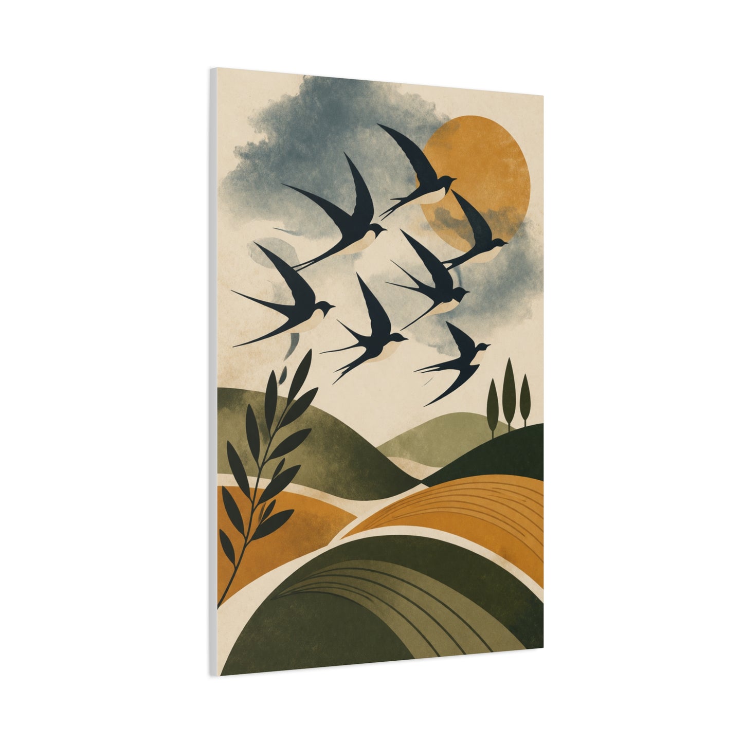Minimalist Bird Silhouette Landscape Wall Art & Canvas Print