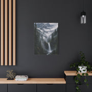 Fog-Filled Conifer Valley & Waterfall Wall Art & Canvas Print