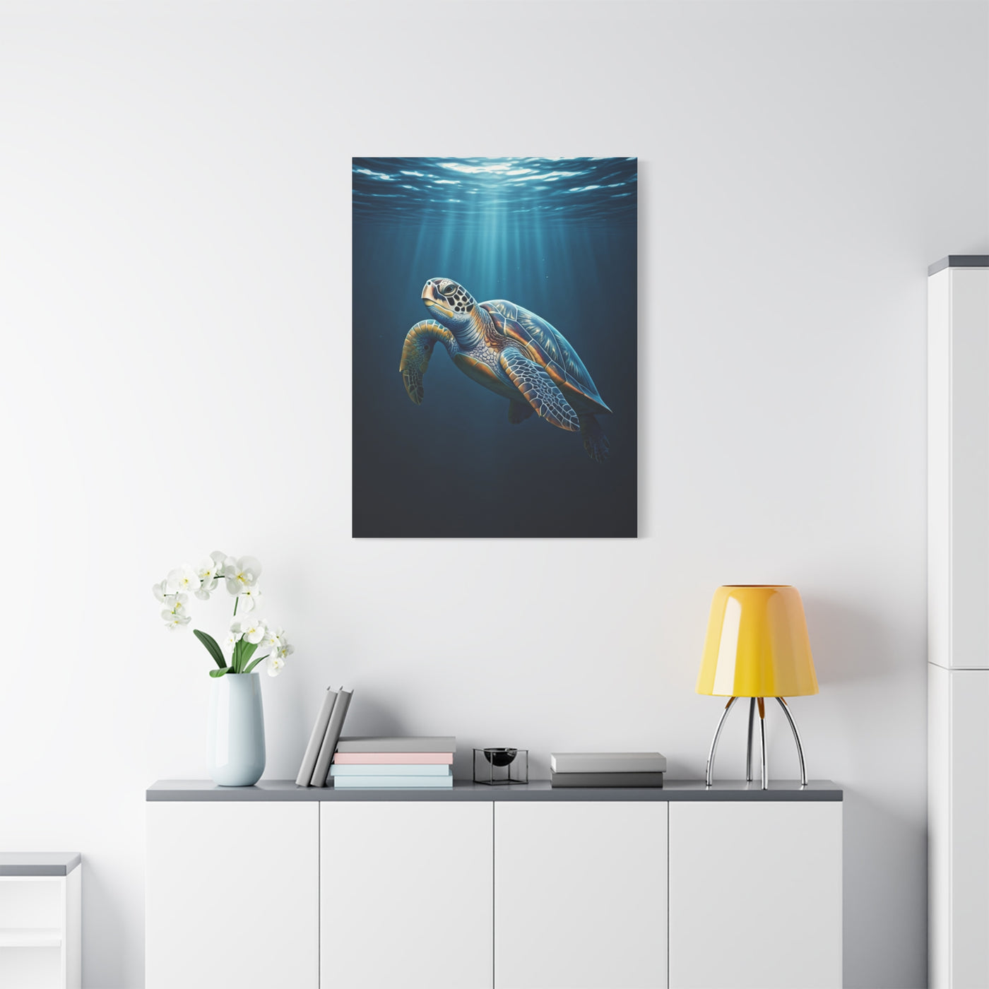 Sea Turtle Beneath Ocean Light Wall Art & Canvas Prints